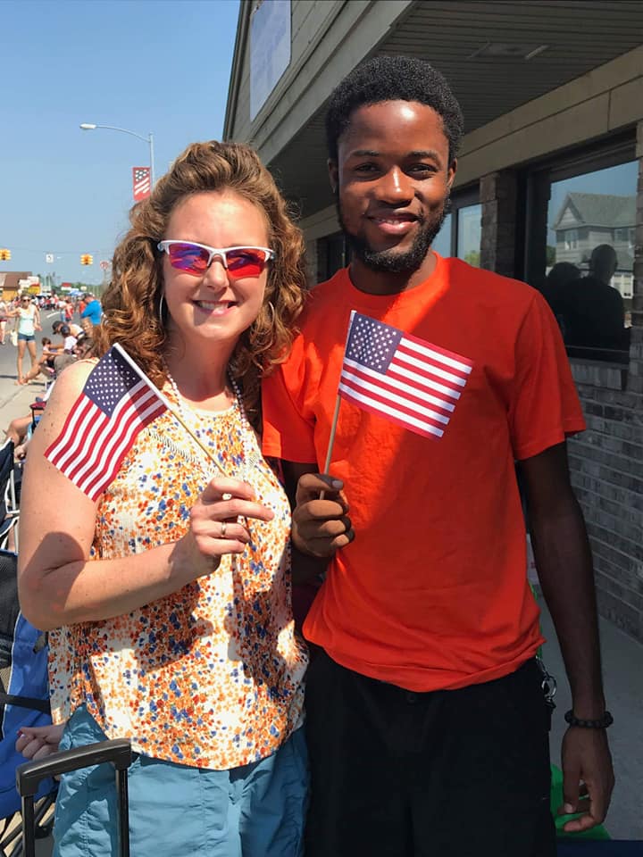 Host mother Denelle Shultz & Musa celebrate Independence Day