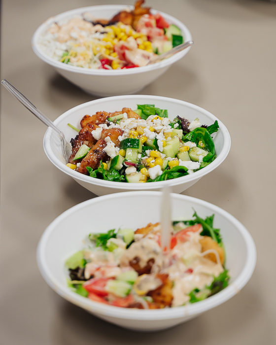 Three bowls of salad