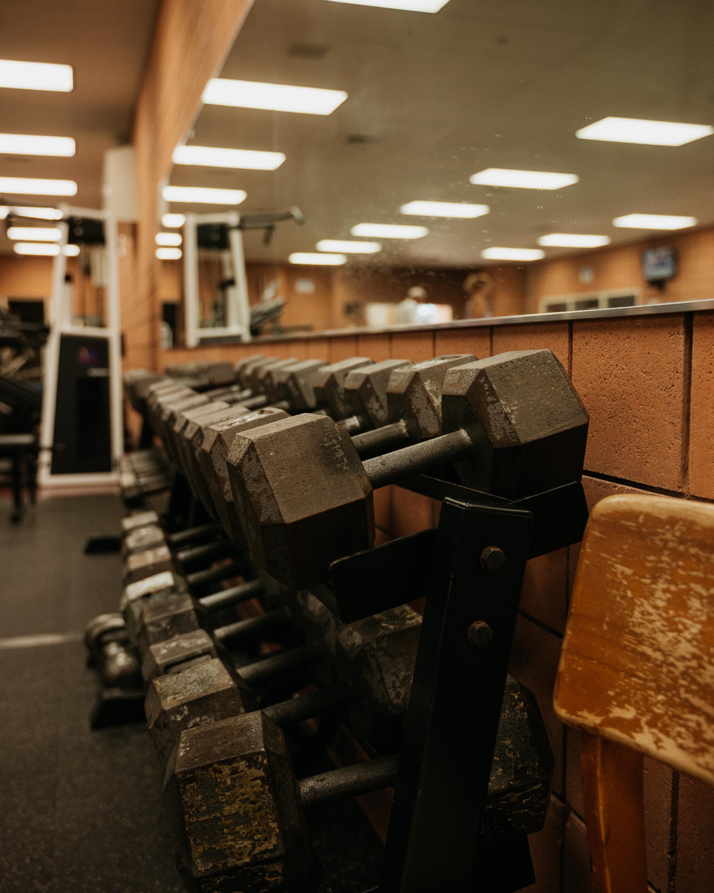 Row of dumbbells