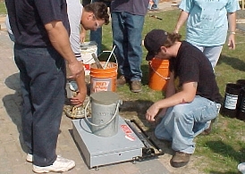 Students testing concrete