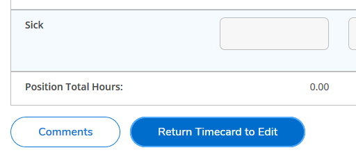 "Submit for Approval" button changes text to "Return Timecard to Edit" after submitting time entry
