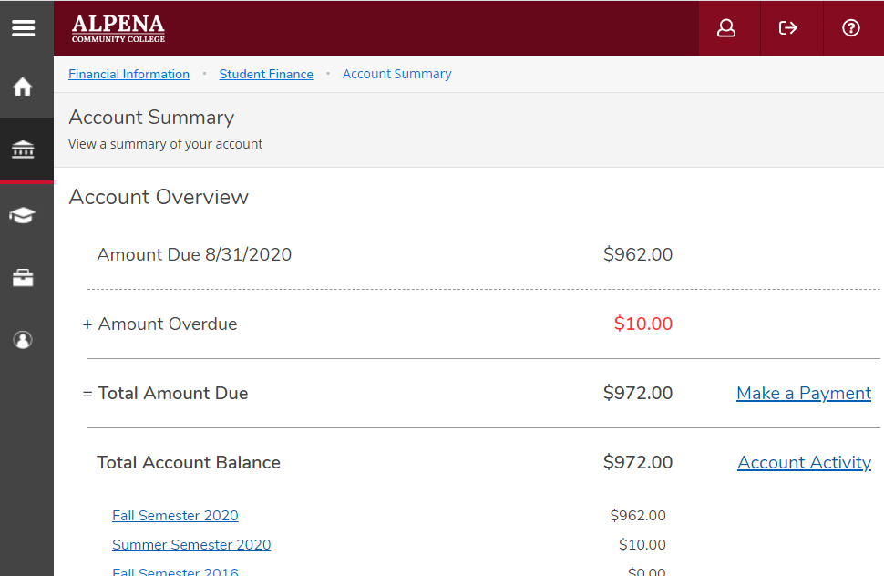 Account Summary page showing $972 in charges